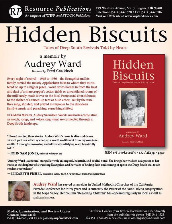 Book advertisement for "Hidden Biscuits" memoir